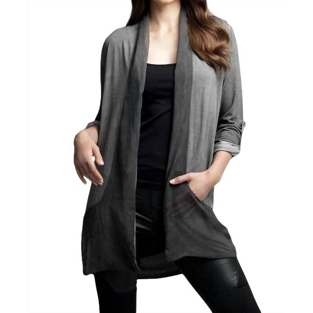 NEW ANGEL slash back cardigan in charcoal